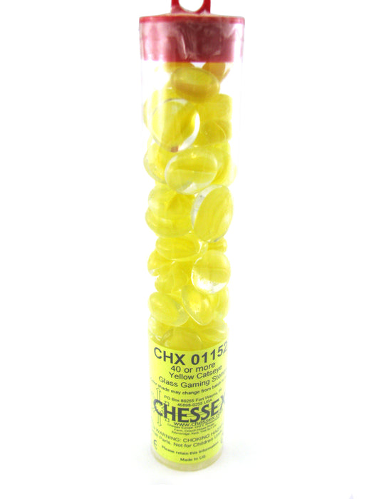 Tube of 40 Glass Gaming Stones (12-15mm) - Lemon Catseye