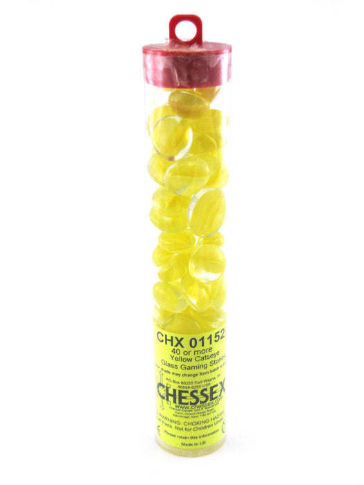 Tube of 40 Glass Gaming Stones (12-15mm) - Lemon Catseye