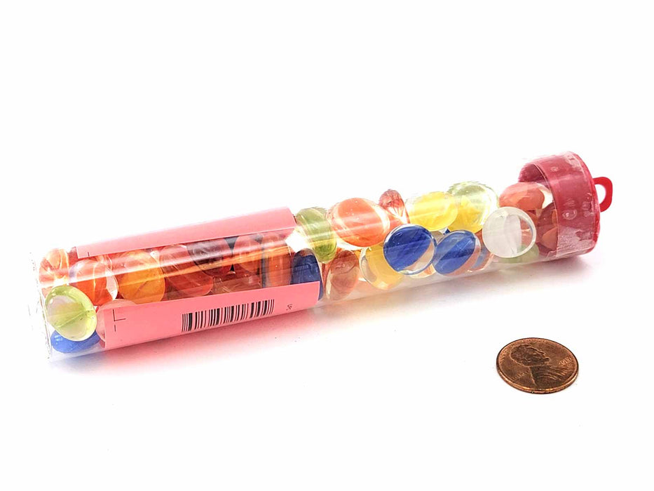 Tube of 40 Glass Gaming Stones (12-15mm), Assorted Colors - Catseye