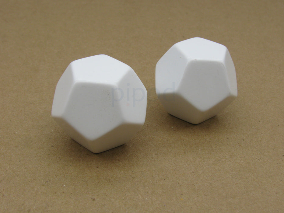 Pack of 2 Jumbo 26mm Blank Twelve-Sided D12 RPG Dice - White