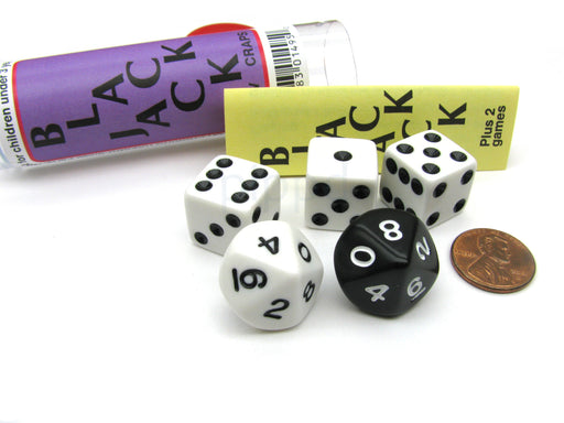 Blackjack C-Low & Craps Dice Game Set with Travel Tube and Instructions