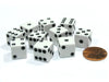 Set of 10 Six Sided D6 12mm Dice Die Squared RPG D&D Bunco Board Game White