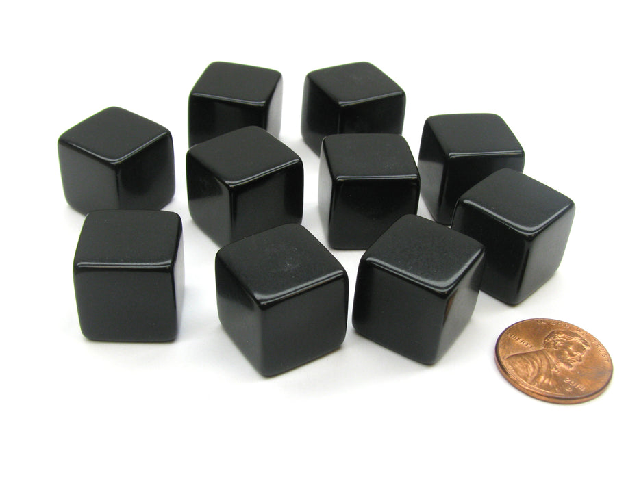 Set of 10 D6 16mm Blank Opaque Dice - Black