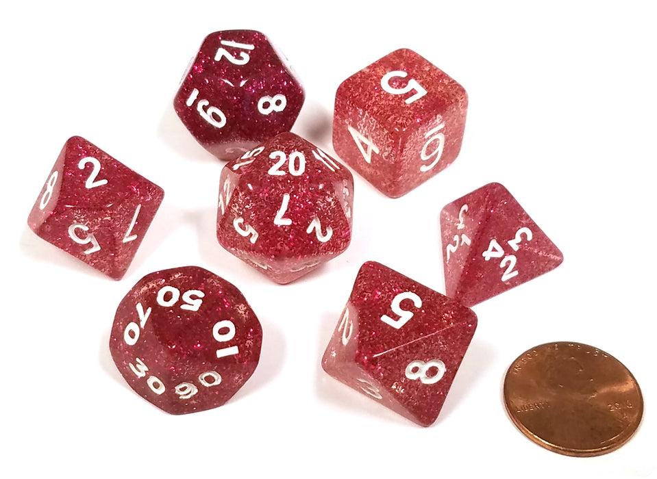 Polyhedral 7-Die Glitter Dice Set - Purple