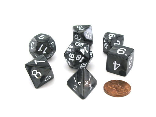 Polyhedral 7-Die Pearlized Dice Set - Charcoal