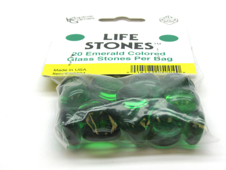 Pack of 20 Life Stone Gaming Glass Stones - Emerald