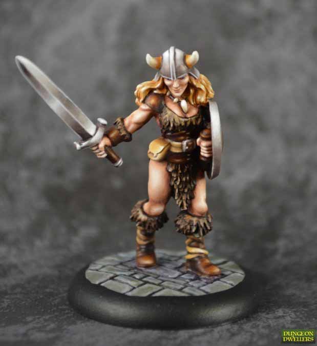 Dungeon Dwellers Jana Frostwind Barbarian #07025 Unpainted Bones USA Plastic