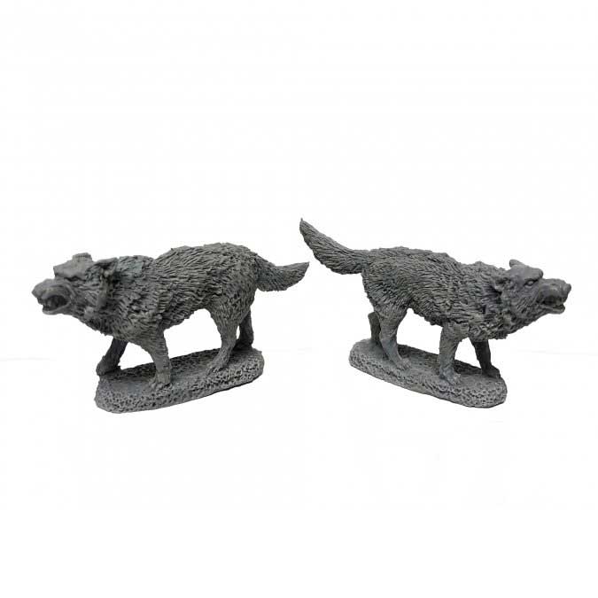 Dungeon Dwellers Dire Wolves (2) #07039 Bones USA Unpainted Plastic Figures