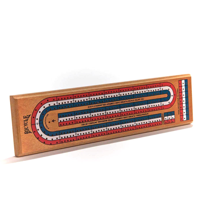 Bicycle 3 Track Wooden Cribbage Board with Pegs
