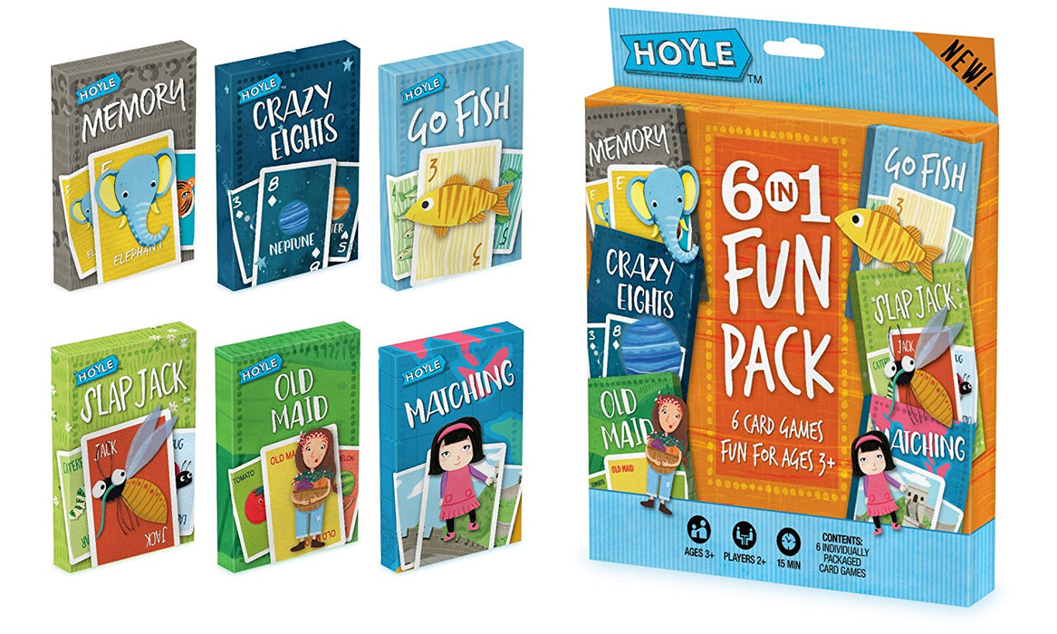 Hoyle 6 Pack Kid Card Game: Crazy 8s-Go Fish-Old Maid-Memory-Matching-Slapjack