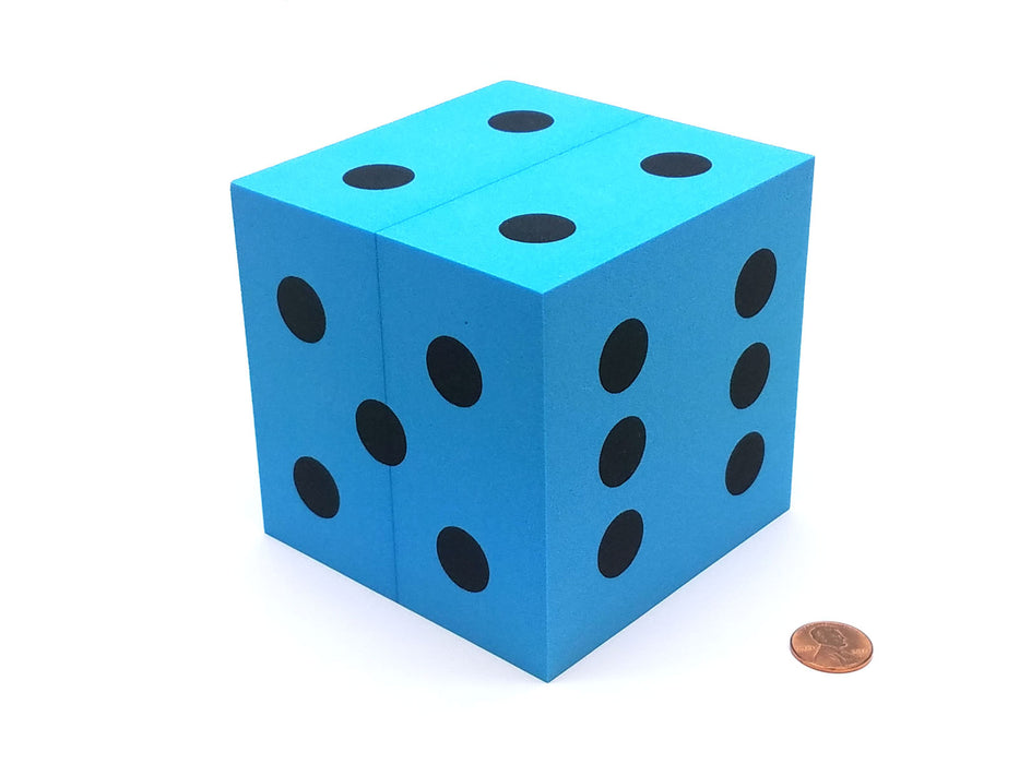 Single Huge Very Large 100mm Foam Dice (1 Piece) - Blue with Black