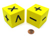 Pack of 2 Yellow 50mm Foam Operator Dice - 1 Each of 2 Function and 6 Function