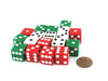 Set of 18 Six Sided 16mm D6 Standard 5/8" Dice - 6 Each of Red White and Green