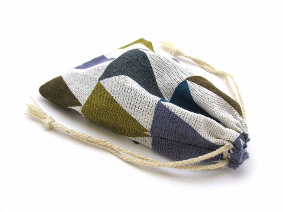 4" x 6" Shapes Gaming Pouch Dice Bag - White with Triangles