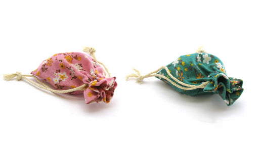 3" x 4" Flower Gaming Pouch Linen Dice Bag with Drawstring Closure - Pink