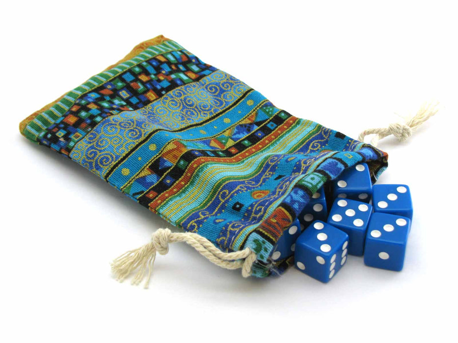 4" x 6" Geometric, Abstract Gaming Pouch Dice Bag - Blue