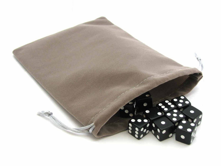 6" x 8" Soft Velvet Drawstring Gaming Pouch Dice Bag - Gray