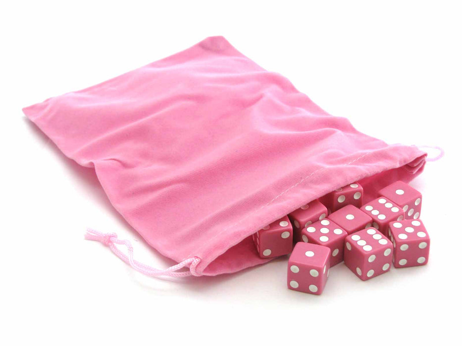 6" x 8" Soft Velvet Drawstring Gaming Pouch Dice Bag - Pink