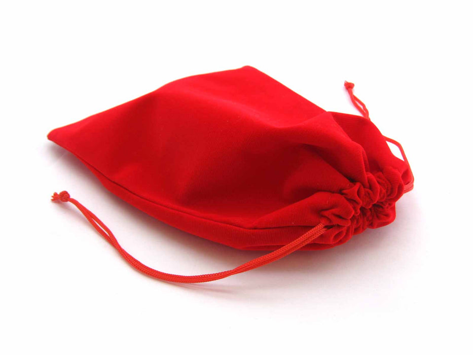 6" x 8" Soft Velvet Drawstring Gaming Pouch Dice Bag - Red