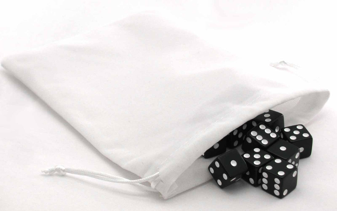 6" x 8" Soft Velvet Drawstring Gaming Pouch Dice Bag - White