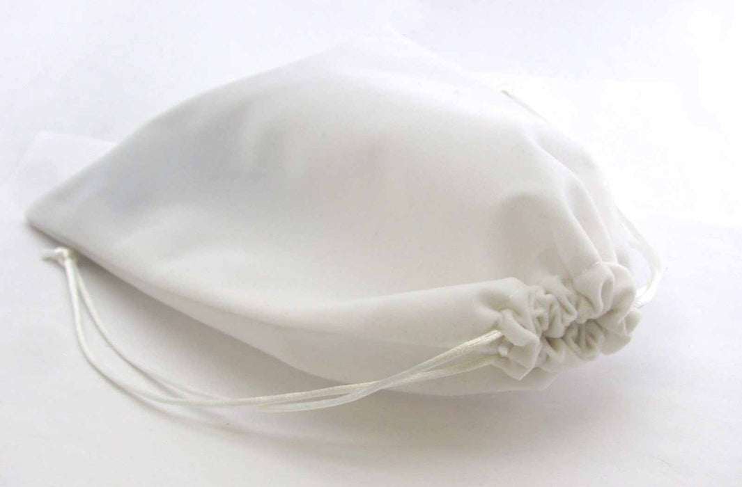 6" x 8" Soft Velvet Drawstring Gaming Pouch Dice Bag - White
