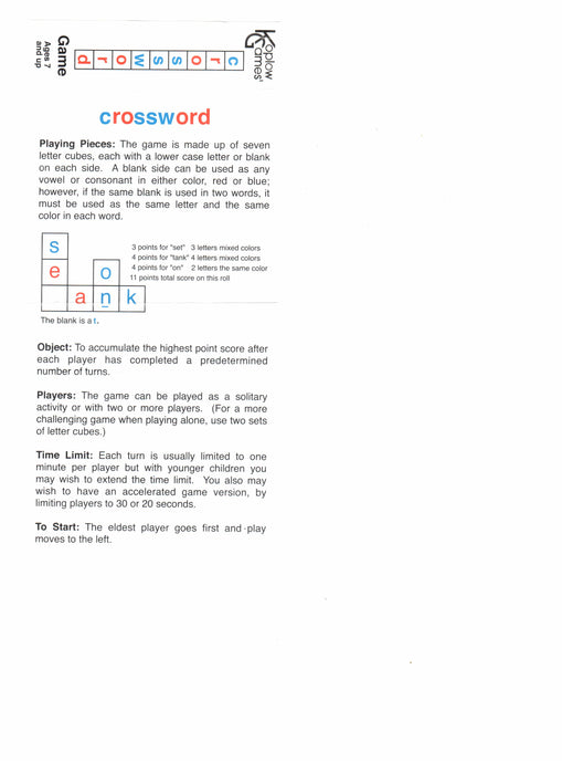 Crossword Dice Game 7 Dice Set with Travel Tube and Instructions