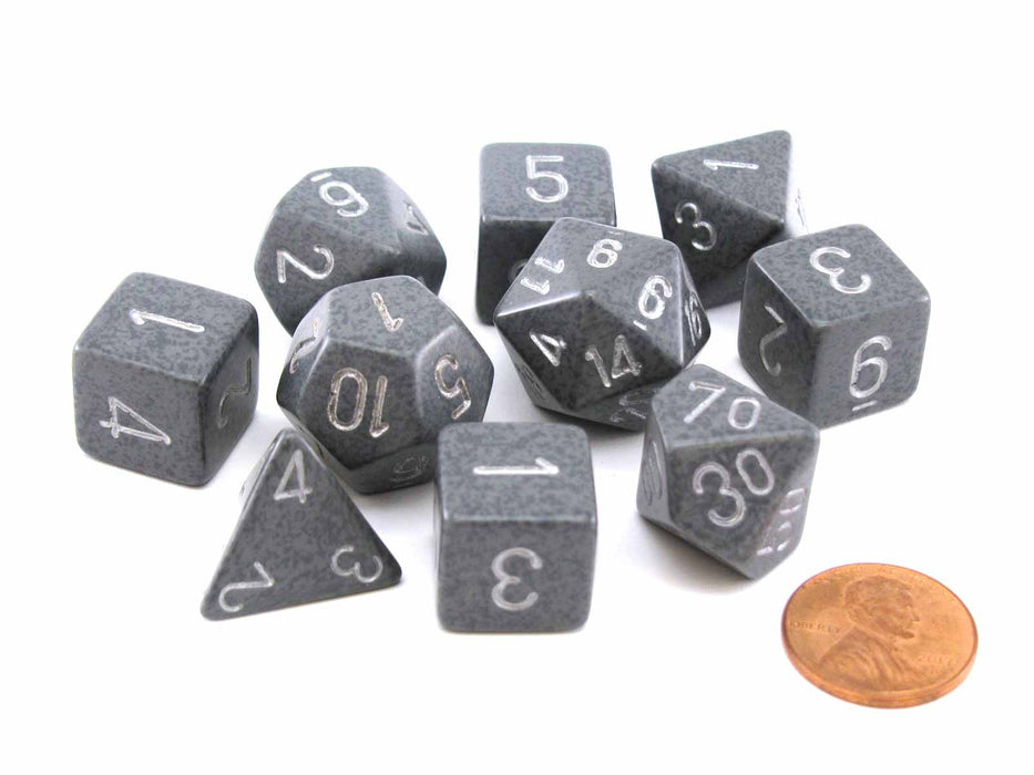 Polyhedral 10-Die Speckled Dice Set - Hi Tech