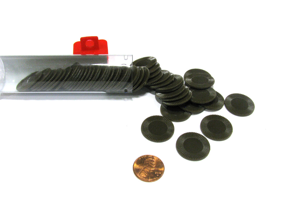 Set of 50 7/8" Easy Stacking Plastic Mini Playing Poker Chips - Brown