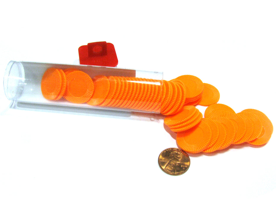 Set of 50 7/8" Easy Stacking Plastic Mini Playing Poker Chips - Orange