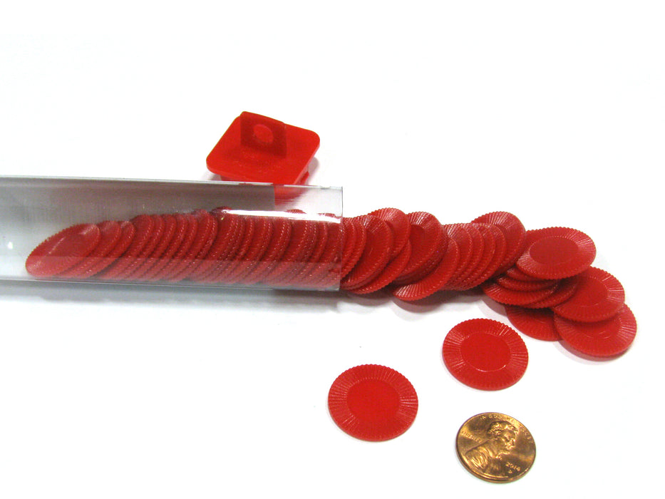 Set of 50 7/8" Easy Stacking Plastic Mini Playing Poker Chips - Red