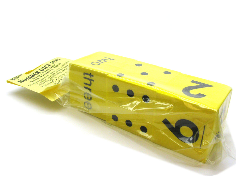 Pack of 3 50mm Large Foam Dice Numbered 1 to 6 with Spots, Words, and Numbers