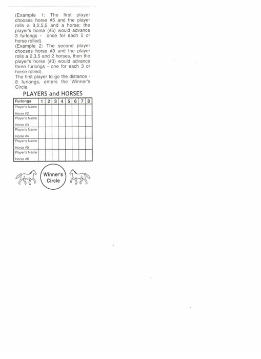 Brown Horse Racing Dice Game 5 Dice Set with Travel Tube and Instructions