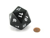 55mm Jumbo 20-Sided D20 Countdown Dice - Opaque Black with White Numbers