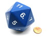 55mm Jumbo 20-Sided D20 Countdown Dice - Opaque Blue with White Numbers