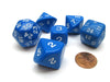 Who Knew Dice Set, 6 Pack of Unique D3, D5, D7, D16, D24, D30 Dice - Blue