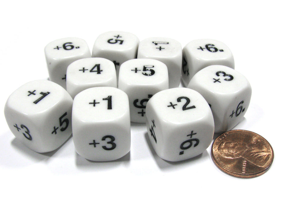 Set of 10 D6 16mm Educational Classroom Addition Plus Basic Math Dice