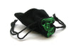 Velvet Dice Bag with Drawstring 3.75"x4" - Black with Green Interior