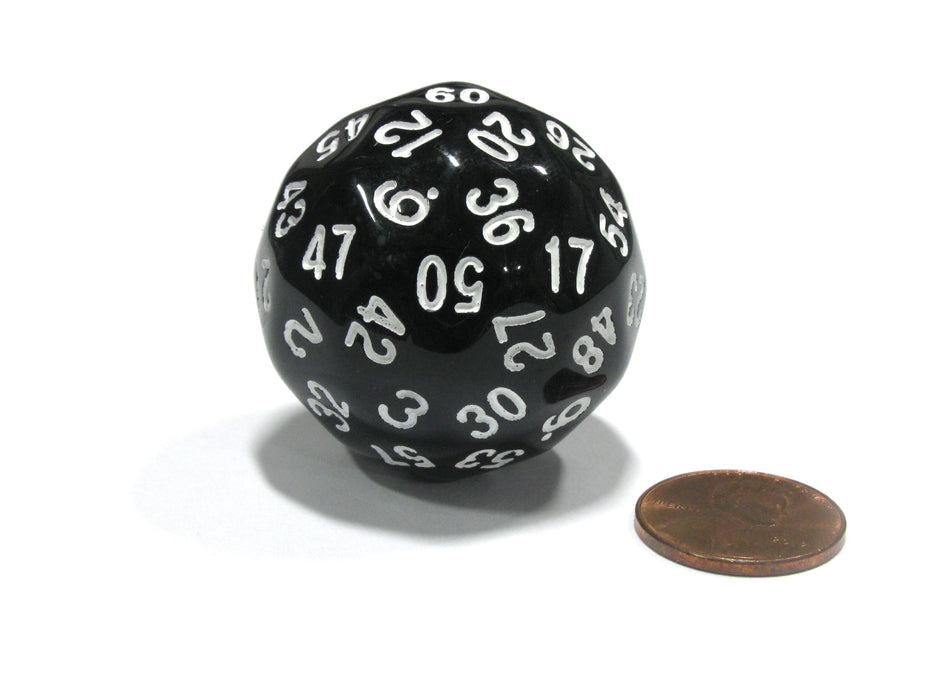 Sixty-Sided D60 35mm Large Gaming Dice - Black with White Numbers