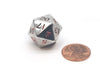 20mm Zinc Metal Alloy 20 Sided D20 Dice - Silver with Red Numbers