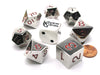 Polyhedral 7-Die Zinc Metal Alloy Dice Set - Red Numbers