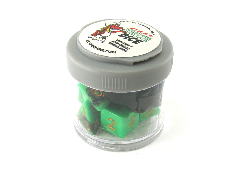 Reaper Miniatures Dual Pizza Dungeon Dice - Green & Black