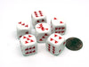 Pack of 6 Witch Halloween Themed 16mm Dice - White with Red Etches