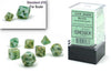 Polyhedral Mini 7-Die Set, Marble - Green with Dark Green Numbers