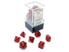 Polyhedral Mini 7-Die Set, Glitter - Ruby with Gold Numbers