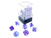 Polyhedral Mini 7-Die Set, Luminary Nebula - Nocturnal with Blue Numbers