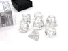 Polyhedral 7-Die Translucent Chessex Dice Set - Clear with White Numbers