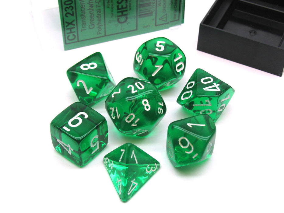 Polyhedral 7-Die Translucent Chessex Dice Set - Green