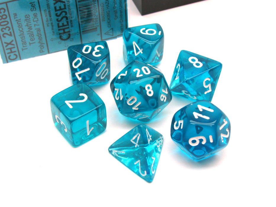 Polyhedral 7-Die Translucent Chessex Dice Set - Teal