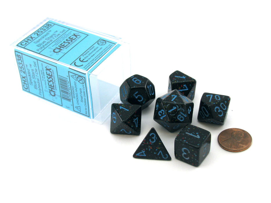 Polyhedral 7-Die Chessex Dice Set - Speckled Blue Stars