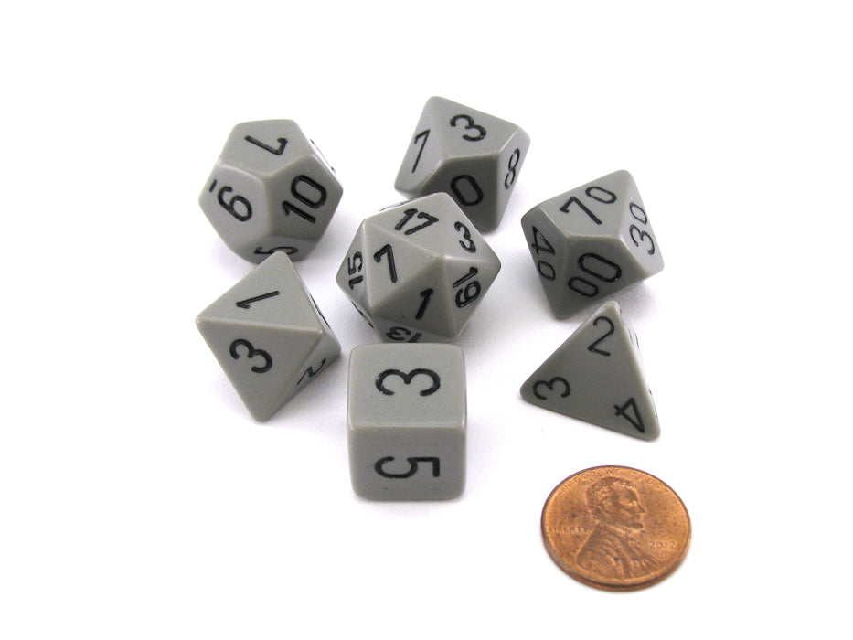 Polyhedral 7-Die Opaque Chessex Dice Set - Dark Gray with Black Numbers